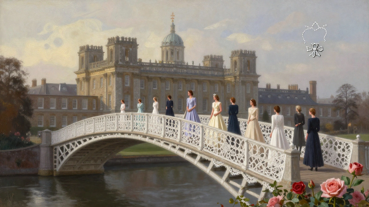 A symbolic bridge of Irish lace and silk connecting British royalty to Irish craftsmanship.