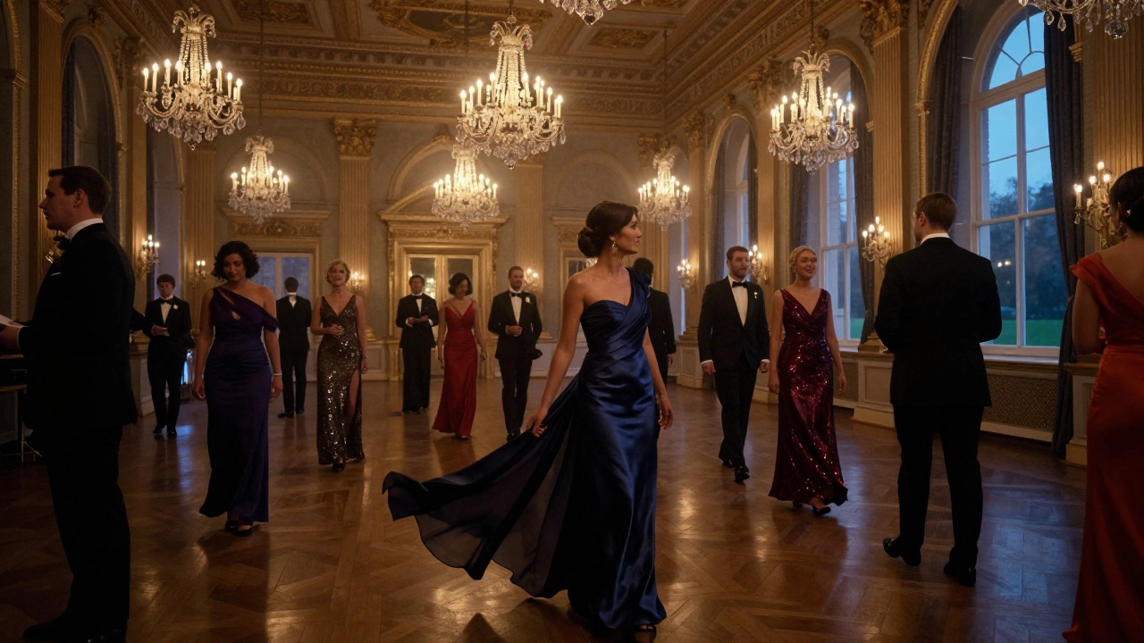 Guests in formal gowns at Dublin ballroom gala