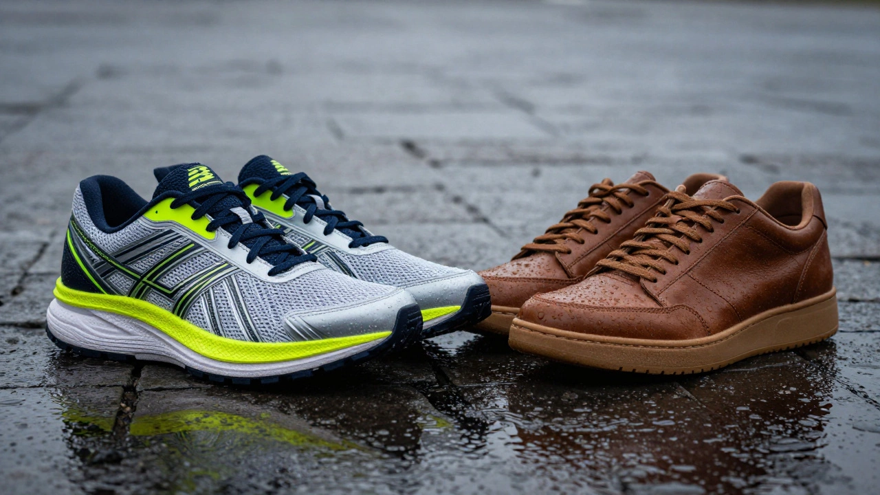Comparison of athletic mesh sneaker vs leather lifestyle sneaker