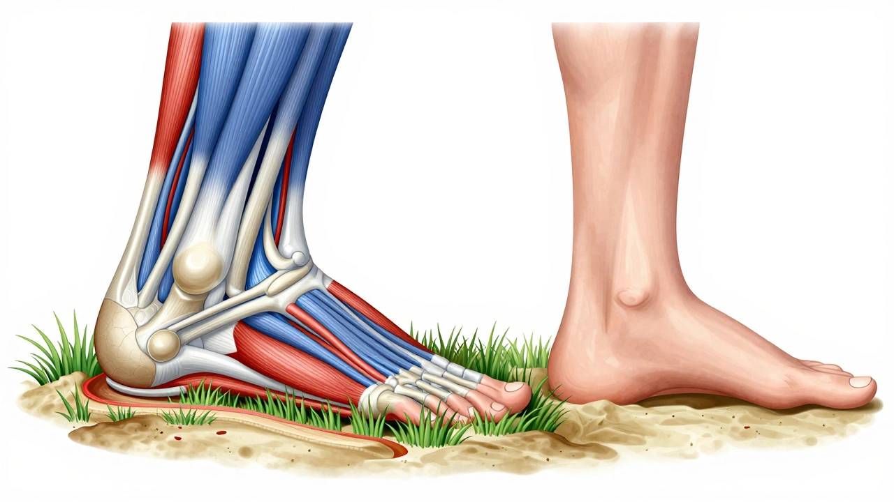 Anatomical diagram of foot muscles strengthening