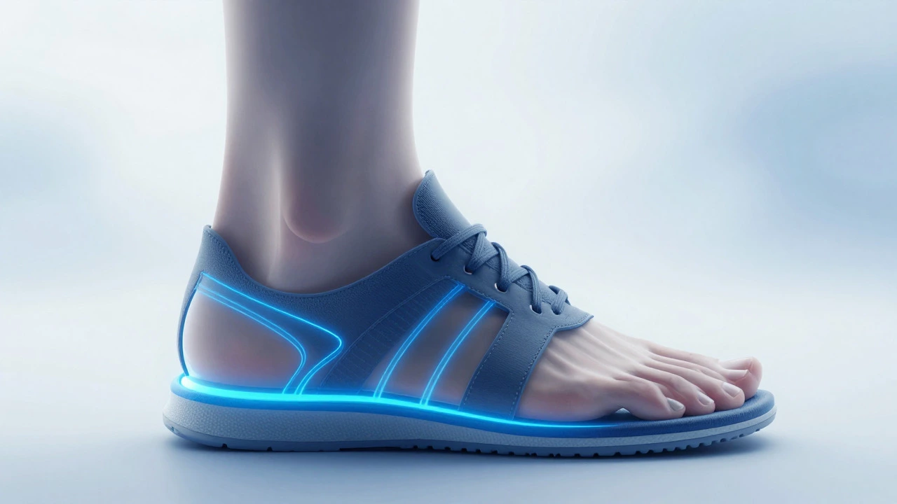 Diagram showing arch support and shock absorption in shoes