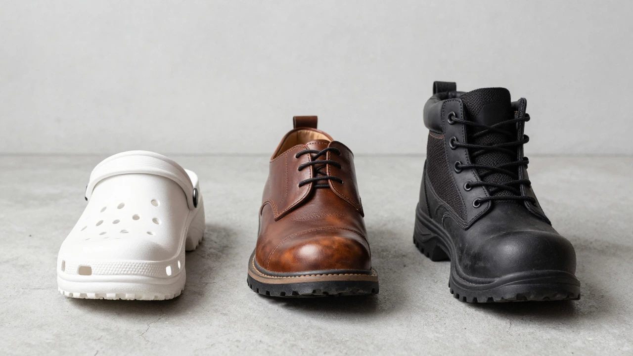 Three types of professional work shoes displayed together